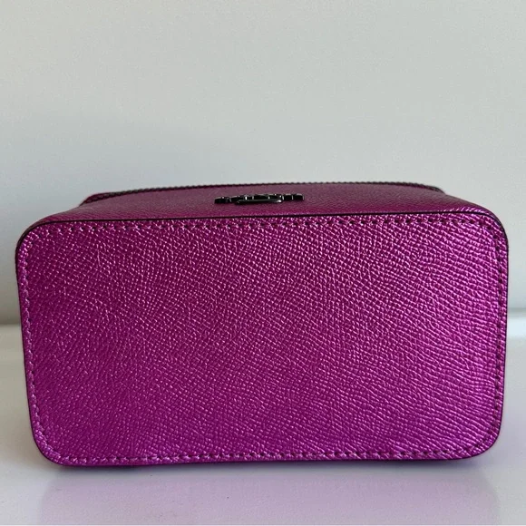 Coach Vanity Case Handled Zip Jewelry Travel Box Metallic Pink - Picture 9 of 16